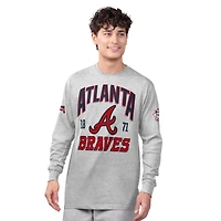 Ensemble de deux t-shirts à manches longues et courtes Starter pour homme, gris chiné/bleu marine, Atlanta Braves