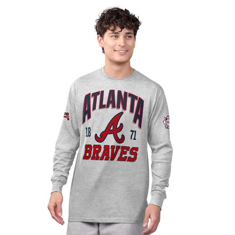 Men's Starter  Heather Gray/Navy Atlanta Braves Two-Pack Long Sleeve & Short T-Shirt Set