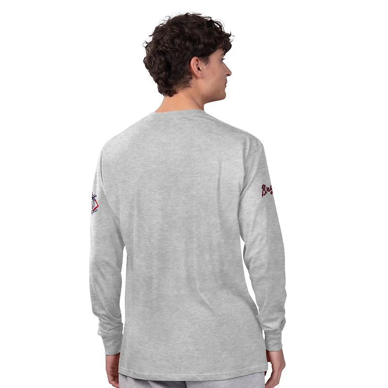 Men's Starter  Heather Gray/Navy Atlanta Braves Two-Pack Long Sleeve & Short T-Shirt Set