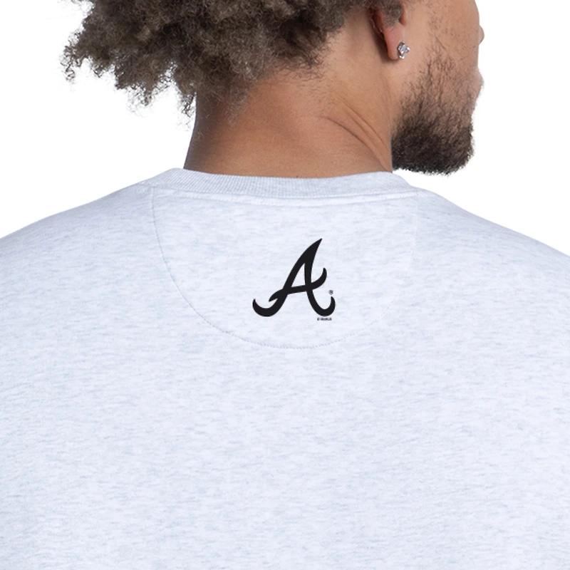 Men's Starter Heather Gray Atlanta Braves Face of Ice Blue French Terry Sweatshirt