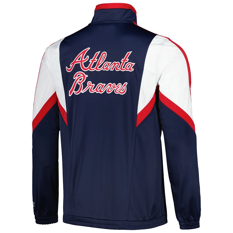 Men's Starter Navy Atlanta Braves Lead Runner Full-Zip Jacket