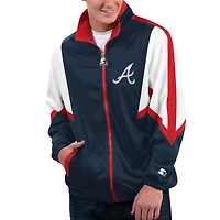 Men's Starter Navy Atlanta Braves Lead Runner Full-Zip Jacket