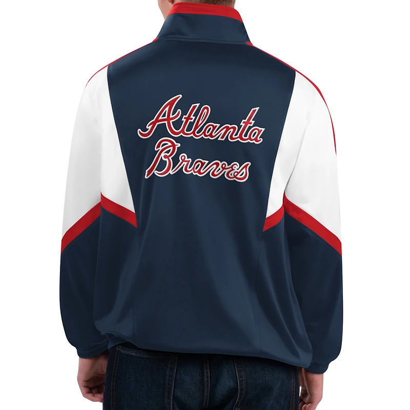 Men's Starter Navy Atlanta Braves Lead Runner Full-Zip Jacket