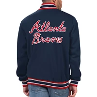 Veste à bouton-pression pour hommes des Atlanta Braves Secret Weapon Starter bleu marine