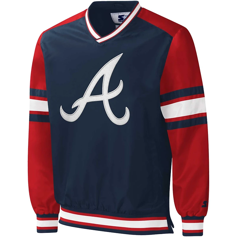 Coupe-vent à encolure en V pour homme Starter Navy Atlanta Braves Yardline