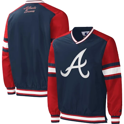 Coupe-vent à encolure en V pour homme Starter Navy Atlanta Braves Yardline