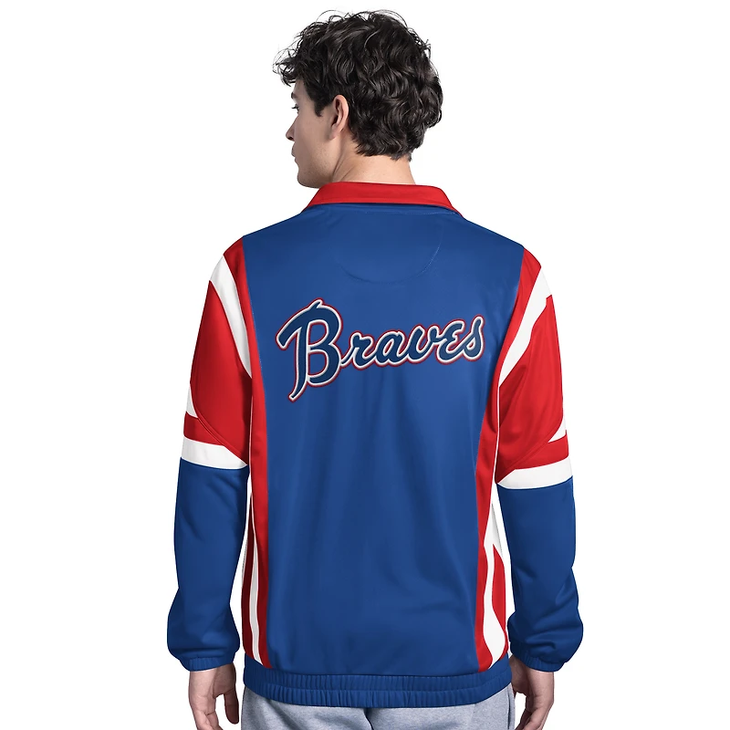 Men's Starter Royal/Red Atlanta Braves Contender Tricot Full-Zip Track Jacket