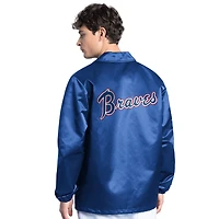 Men's Starter  Royal Atlanta Braves Cooperstown Collection Point Man Full-Snap Coaches Jacket