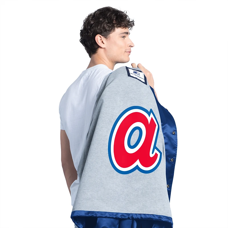 Men's Starter Royal Atlanta Braves Cooperstown Collection Point Man Full-Snap Coaches Jacket