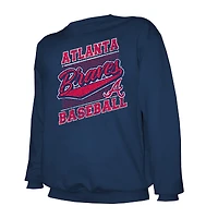 Men's Stitches Navy Atlanta Braves Lightweight Crew Sweatshirt