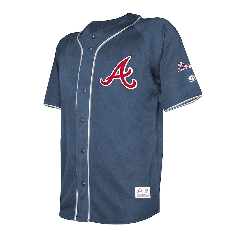 Men's Stitches Navy Atlanta Braves Team Color Full-Button Fashion Jersey