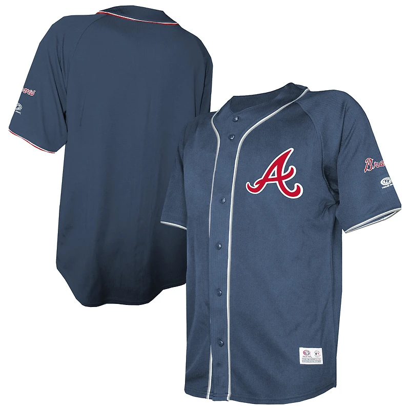 Men's Stitches Navy Atlanta Braves Team Color Full-Button Fashion Jersey