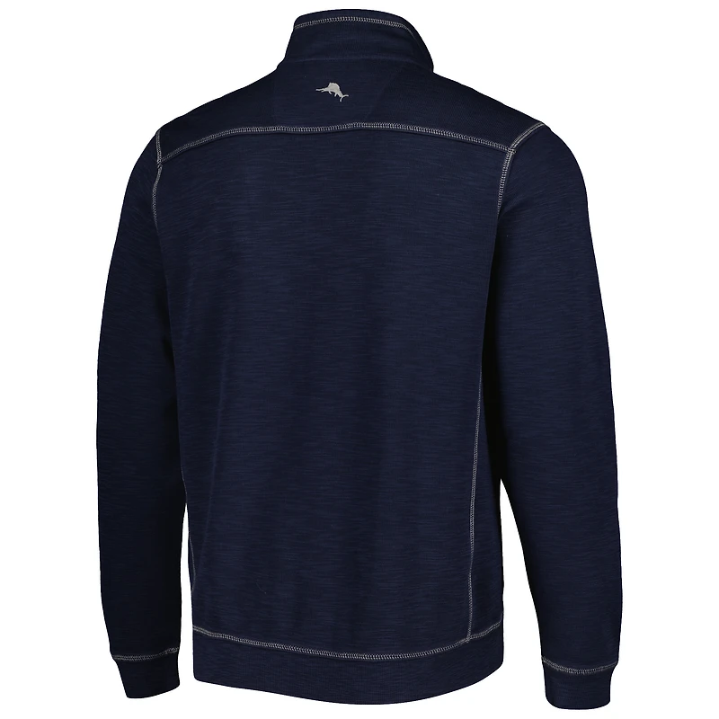 Sweat-shirt Tommy Bahama bleu Atlanta Braves Tobago Bay à col zippé pour homme