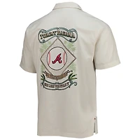 Men's Tommy Bahama Cream Atlanta Braves Baseball Camp Button-Up Shirt