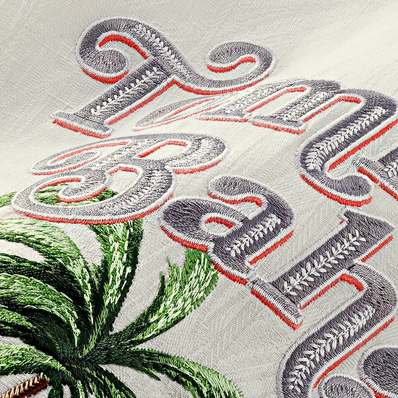 Chemise boutonnée en soie Tommy Bahama Cream Atlanta Braves Cooperstown Collection Grand Slam Bay Camp pour homme