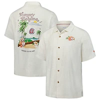 Men's Tommy Bahama Cream Atlanta Braves Cooperstown Collection Grand Slam Bay Camp Button-Up Silk Shirt