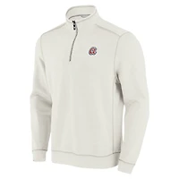Sweat-shirt à demi-zip Tommy Bahama Cream Atlanta Braves Sport Tobago Bay Tri-Blend pour homme