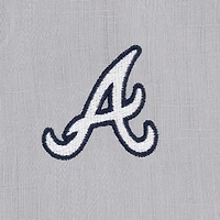 Chemise boutonnée en soie Tommy Bahama grise pour homme des Atlanta Braves Hit and Run