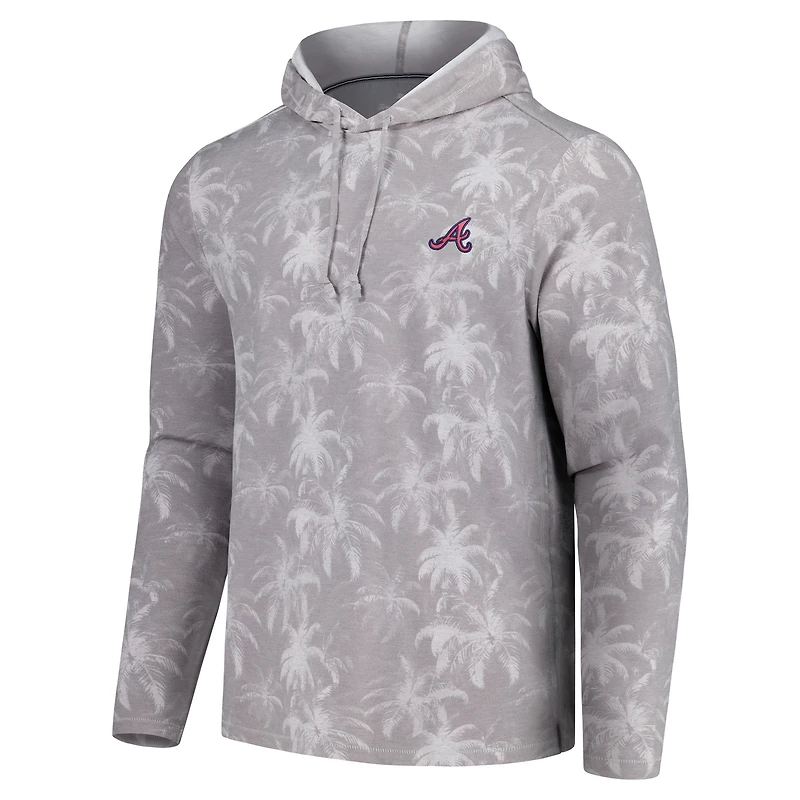 Men's Tommy Bahama Gray Atlanta Braves Palm Frenzy Hoodie Long Sleeve T-Shirt