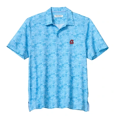 Polo Tommy Bahama IslandZone bleu clair pour homme, Atlanta Braves, Coast Palm Retreat