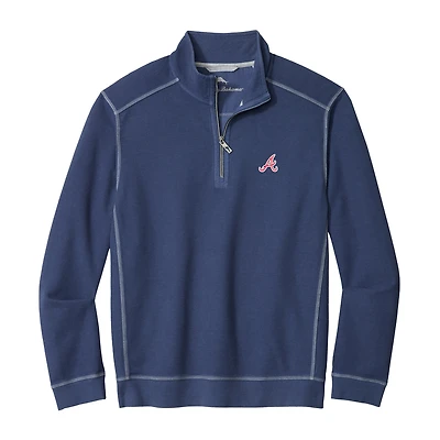 Men's Tommy Bahama Navy Atlanta Braves Montego Bay Half-Zip Sweatshirt