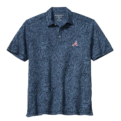 Polo Tommy Bahama IslandZone bleu marine pour homme, motif hibiscus sauvage des Braves d'Atlanta