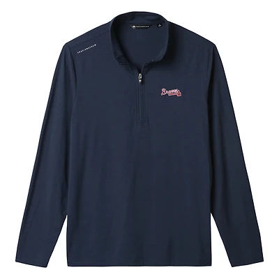Men's TravisMathew  Heather Navy Atlanta Braves Bullpen Quarter-Zip Pullover