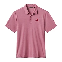 Men's TravisMathew Heather Red Atlanta Braves Playoff Pitch Tri-Blend Polo