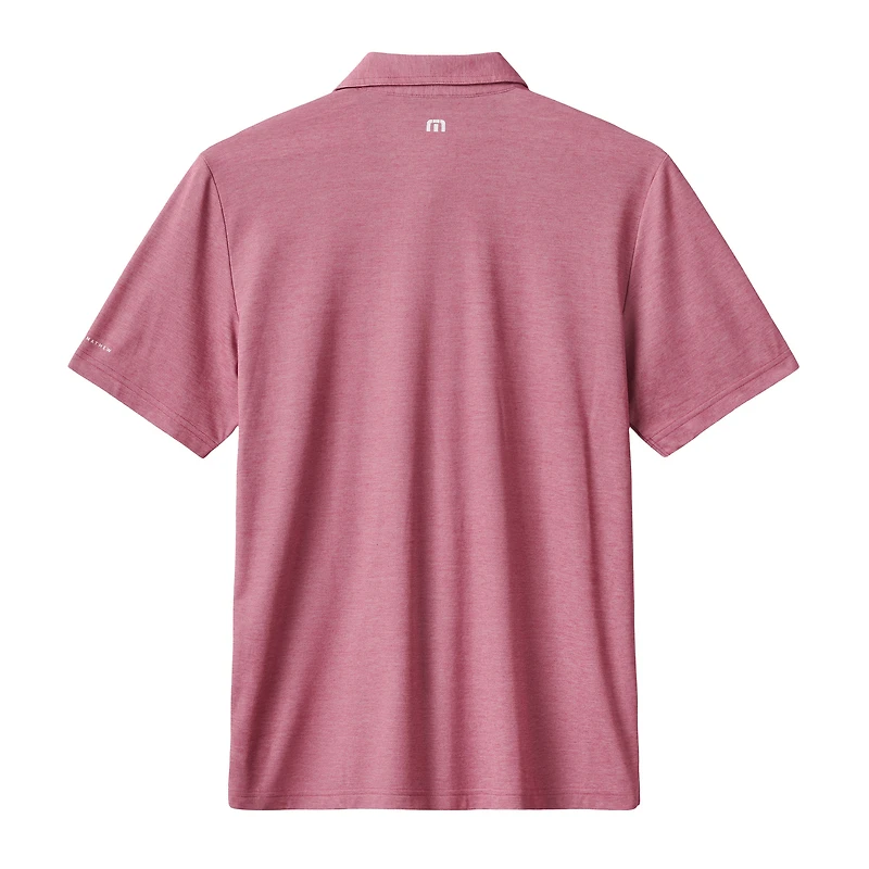 Men's TravisMathew Heather Red Atlanta Braves Playoff Pitch Tri-Blend Polo
