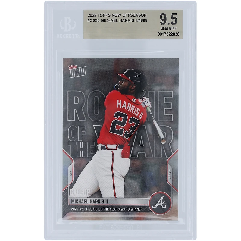 Michael Harris Atlanta Braves 2022 Topps maintenant lauréat du prix de recrue de l'année 2022 de la Ligue nationale 14/11/2022 #OS-35 BGS Carte authentifiée 9.5