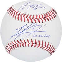 Ballon de baseball autographié par Michael Harris II et Austin Riley des Atlanta Braves avec l'inscription « 22 NL ROY »