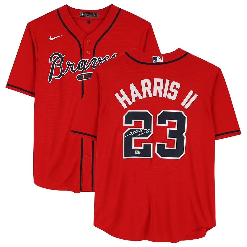 Maillot réplique Nike rouge autographié par Michael Harris II des Atlanta Braves