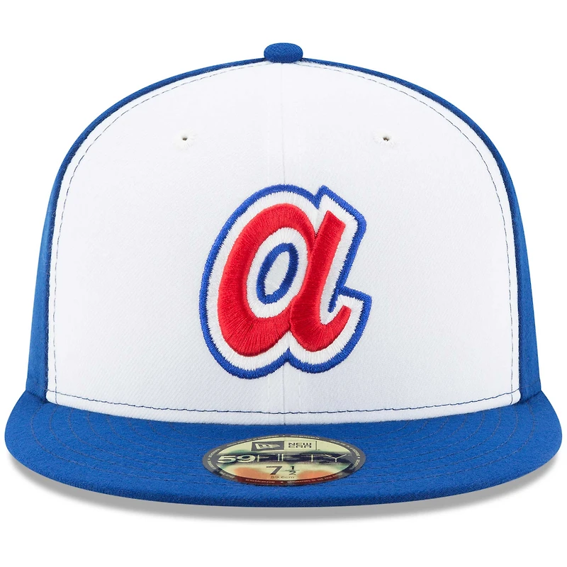 Casquette ajustée 59FIFTY Collection Cooperstown New Era Braves d'Atlanta Blanc/Royal