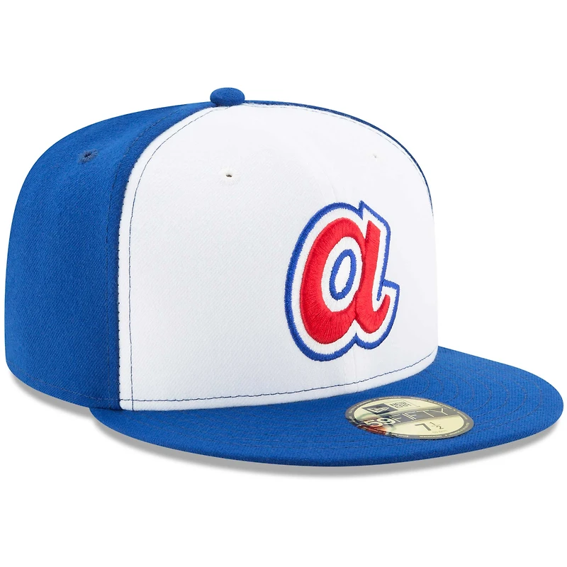 Casquette ajustée 59FIFTY Collection Cooperstown New Era Braves d'Atlanta Blanc/Royal