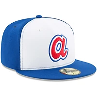 Casquette ajustée 59FIFTY Collection Cooperstown New Era Braves d'Atlanta Blanc/Royal