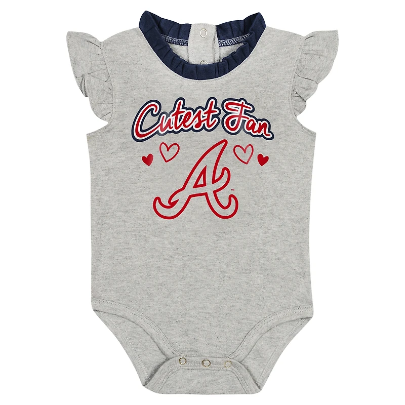 Newborn & Infant Fanatics Navy/Gray Atlanta Braves Two-Pack Fan Bodysuit Set