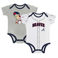 Ensemble de deux bodys Play Ball pour nouveau-nés et nourrissons, gris/blanc