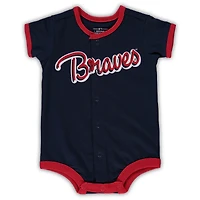 Barboteuse bleu marine à rayures Power Hitter des Atlanta Braves pour nouveau-nés et nourrissons