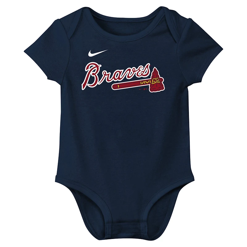 Body Nike Ronald Acuña Jr. Navy Atlanta Braves Fuse avec nom et numéro pour nouveau-né nourrisson