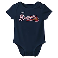 Body Nike Ronald Acuña Jr. Navy Atlanta Braves Fuse avec nom et numéro pour nouveau-né nourrisson