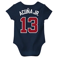Body Nike Ronald Acuña Jr. Navy Atlanta Braves Fuse avec nom et numéro pour nouveau-né nourrisson