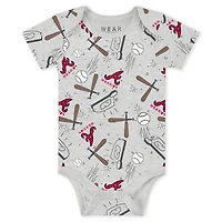 Newborn & Infant WEAR by Erin Andrews Heather Gray/White/Navy Atlanta Braves Three-Piece Turn Me Around Bodysuits Pants Set