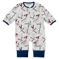 Newborn & Infant WEAR by Erin Andrews  Heather Gray Atlanta Braves Sleep and Play Full-Zip Sleeper Bib Set