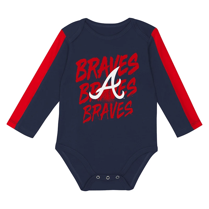 Newborn Outerstuff Atlanta Braves Double Down Bodysuit and Pants 3-Piece Set