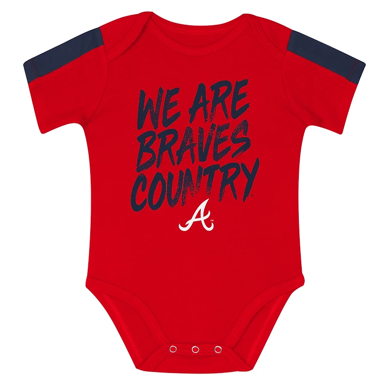 Ensemble 3 pièces pour nouveau-né Outerstuff Atlanta Braves Double Down Body et pantalon