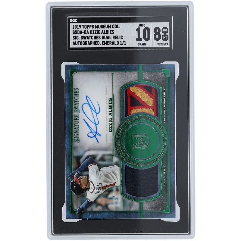Ozzie Albies Atlanta Braves Autographed 2019 Topps Museum Collection Dual Relic #SSDA-OA #1/1 SGC Authenticated 8/10 Card