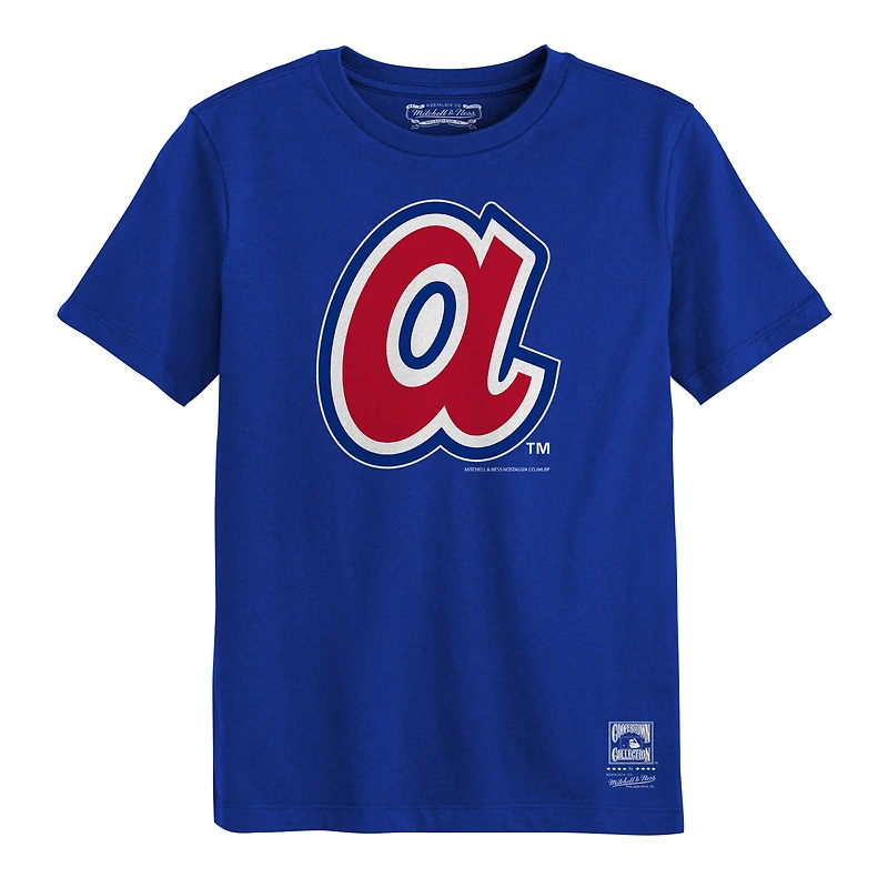 T-shirt Mitchell & Ness Royal Atlanta Braves à logo rétro pour enfants d'âge préscolaire