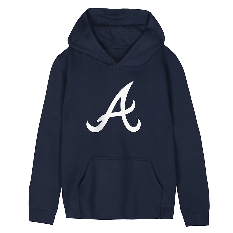 Preschool Outerstuff Navy Atlanta Braves Primary Logo Fleece Hoodie