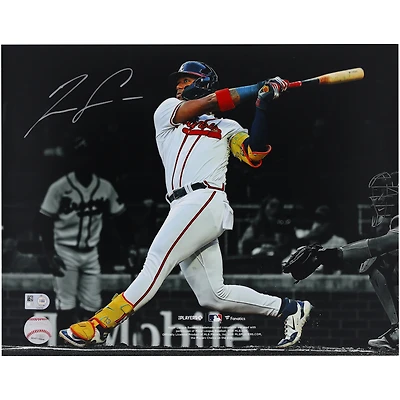 Photographie autographiée de Ronald Acuña Jr. des Braves d'Atlanta, 11" x 14"