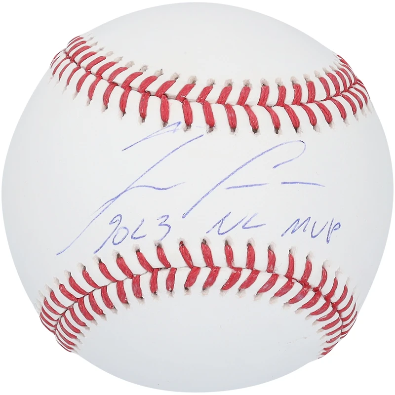 Ballon de baseball autographié par Ronald Acuña Jr. des Braves d'Atlanta avec l'inscription « 2023 NL MVP »